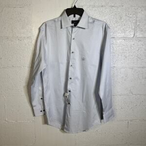 Alfani Men's Regular-Fit Stretch Micro-Dot Dress Shirt, Blue 14-14.5 32-33 $65